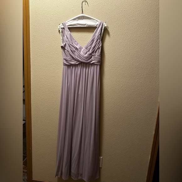 David’s Bridal Like New Lilac Mesh Cowl Back Cross front  Bridesmaid Dress size2 - Picture 6 of 6